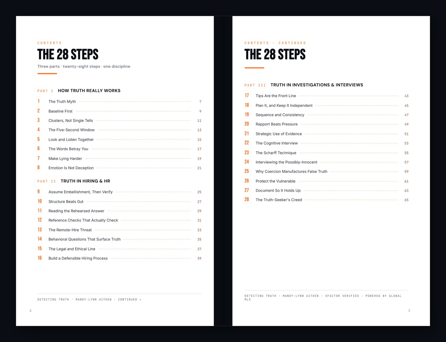 A spread from Detecting Truth — real pages