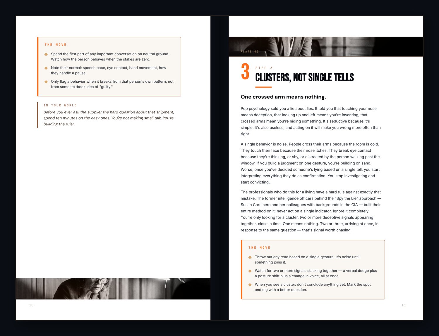 A spread from Detecting Truth — real pages