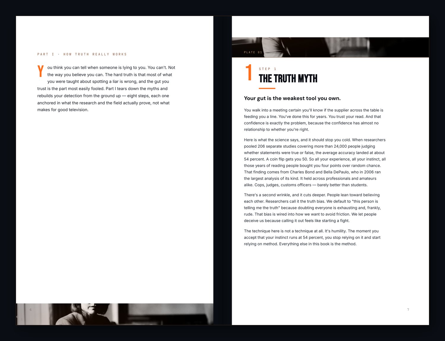 A spread from Detecting Truth — real pages