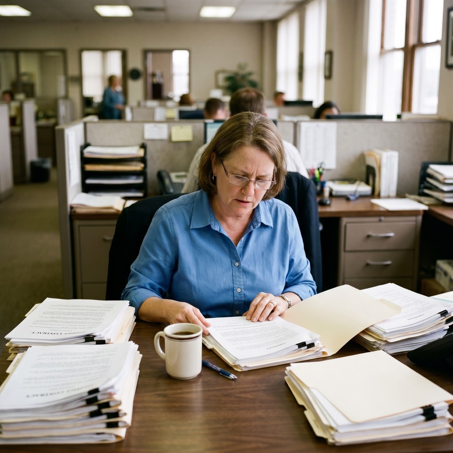 Procurement lead reviewing supplier contracts