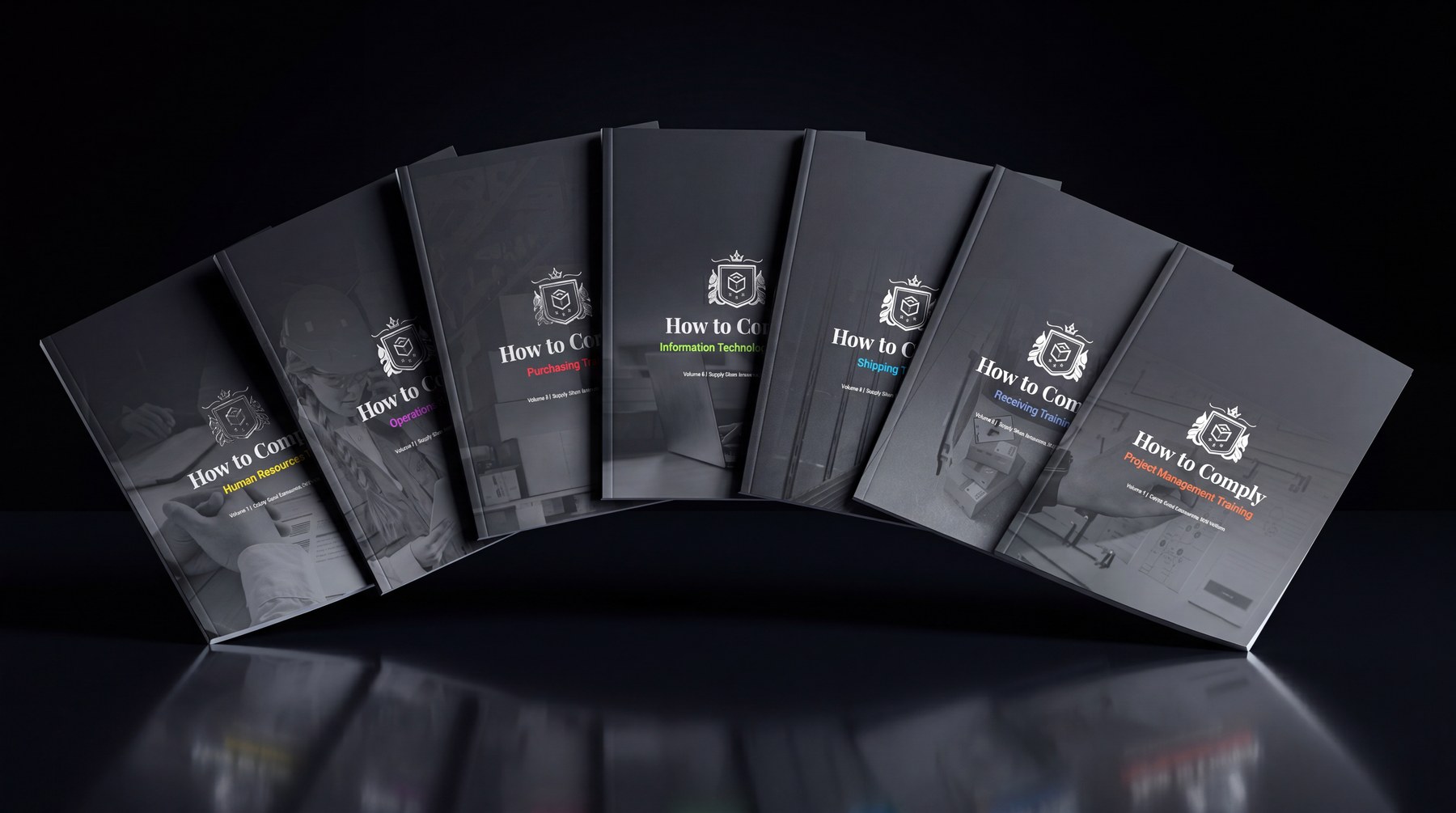 The complete How to Comply Series — seven department manuals, side by side