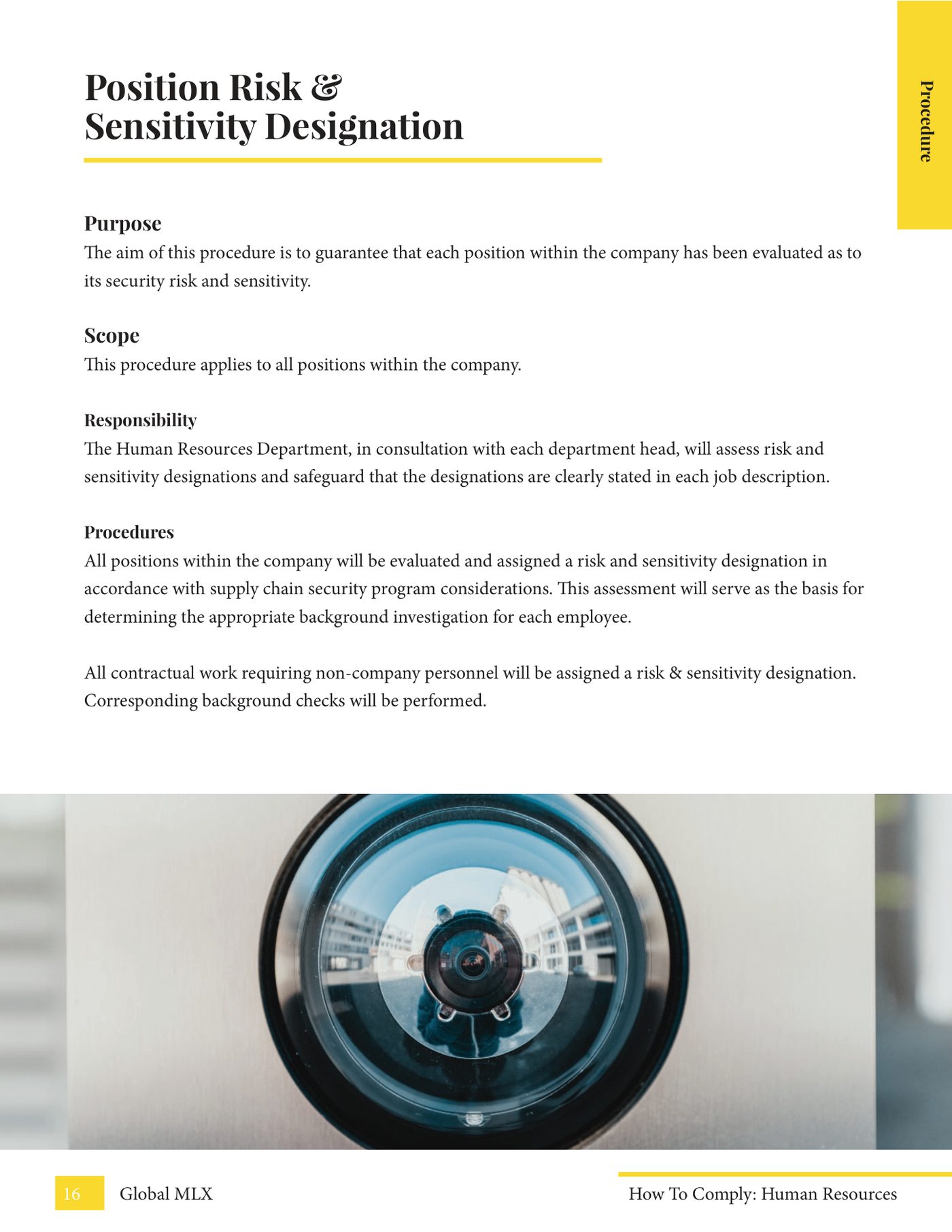 Interior page from the hr manual — department compliance procedures and forms