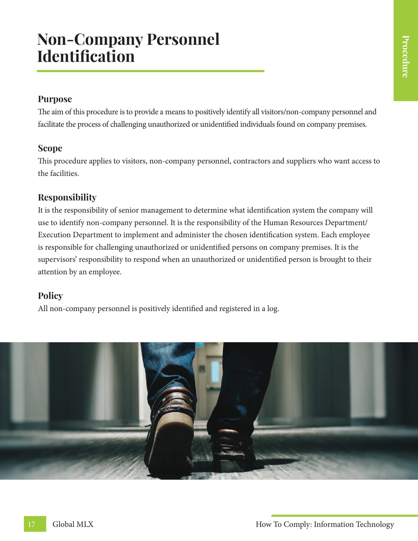 Interior page from the it manual — department compliance procedures and forms