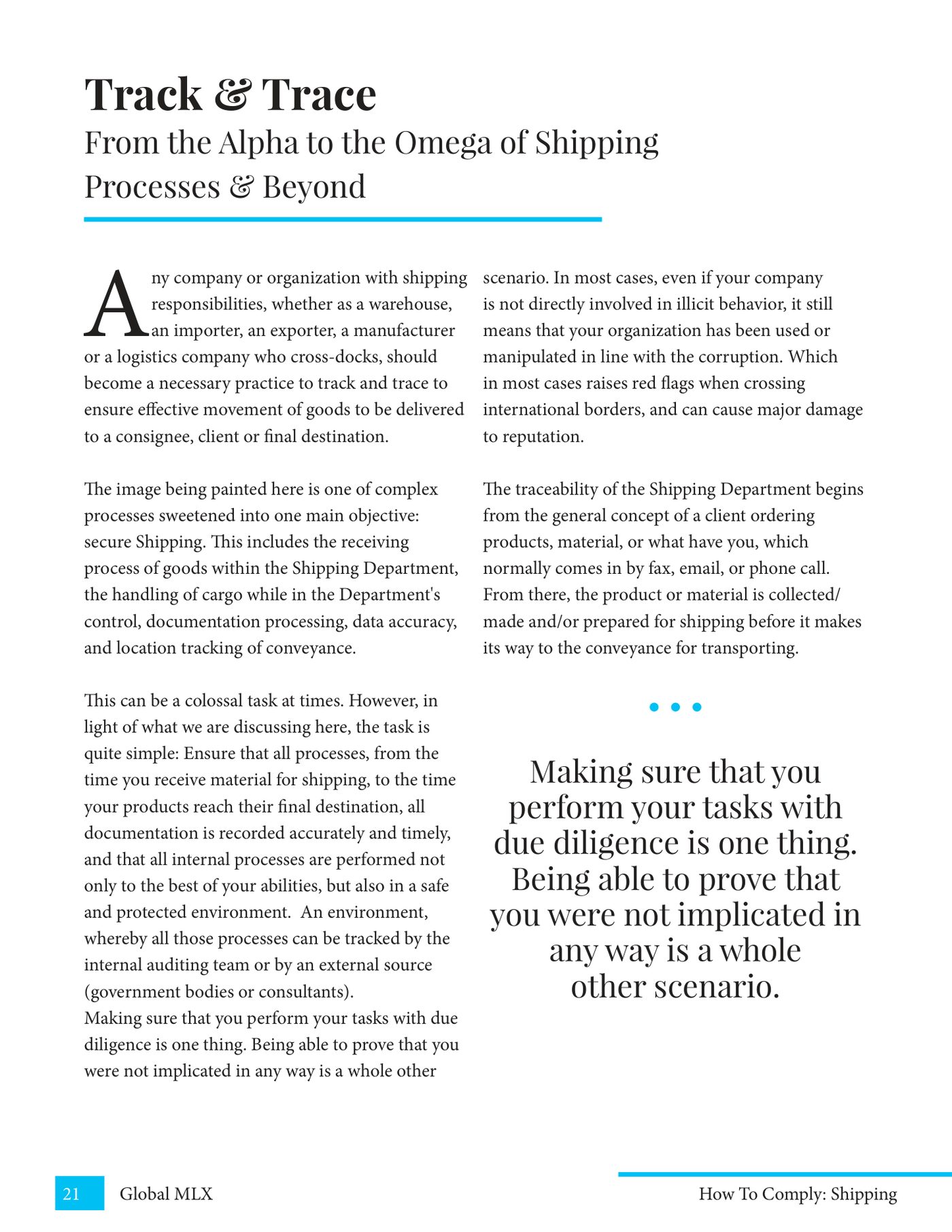 Interior page from the shipping manual — department compliance procedures and forms