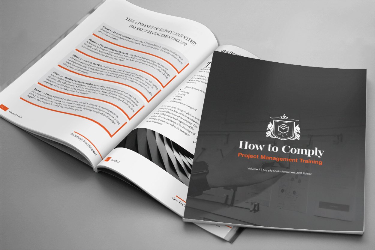 The Project Management manual open on a desk — real procedures, checklists, and forms inside