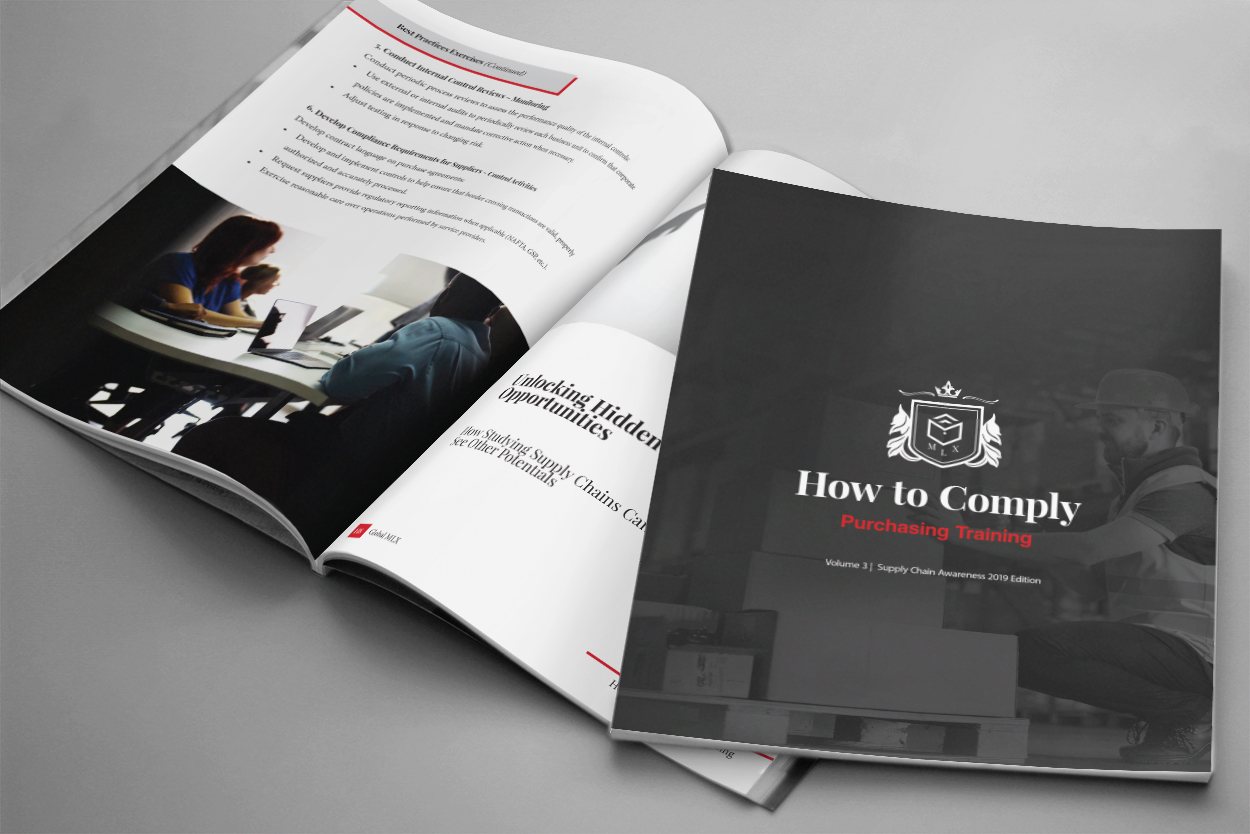 The Purchasing manual open on a desk — real procedures, checklists, and forms inside